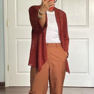 Eileen Fisher Linen Blend Open Cardigan size S